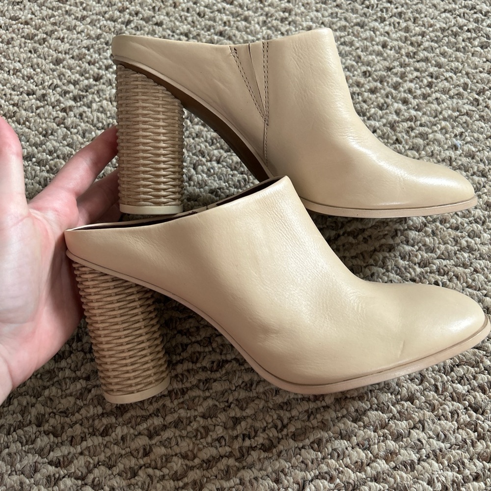 Elegant Cream Mules with Woven Heel